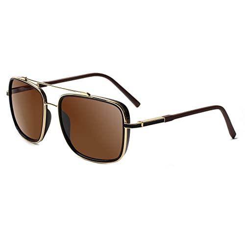 KERECSEN Classic Square Polarized Sunglasses for Women Men Trendy Shades Sun Glasses with Spring Hinge