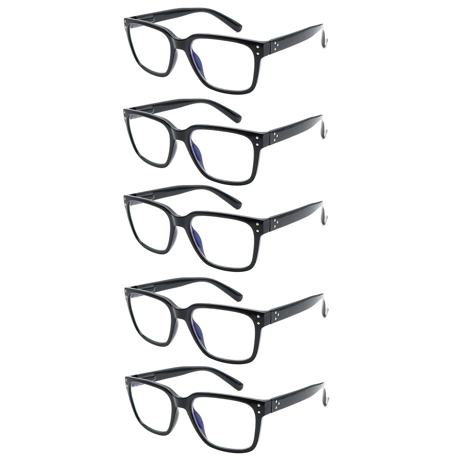 KERECSEN 5 Pack Rectangle Blue Light Blocking Computer Glasses Unisex FLG262 - kerecsen