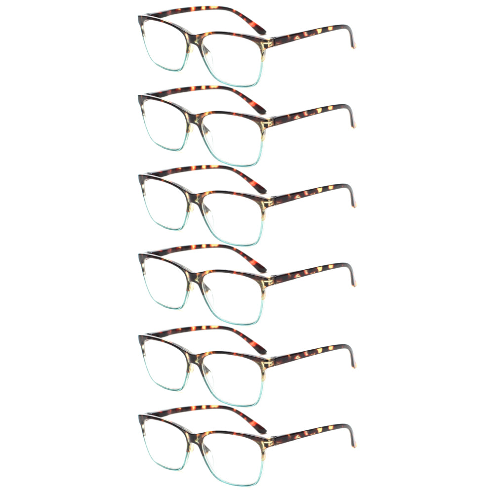 KERECSEN 6 Pack Rectangle Reading Glasses Unisex 246 - kerecsen