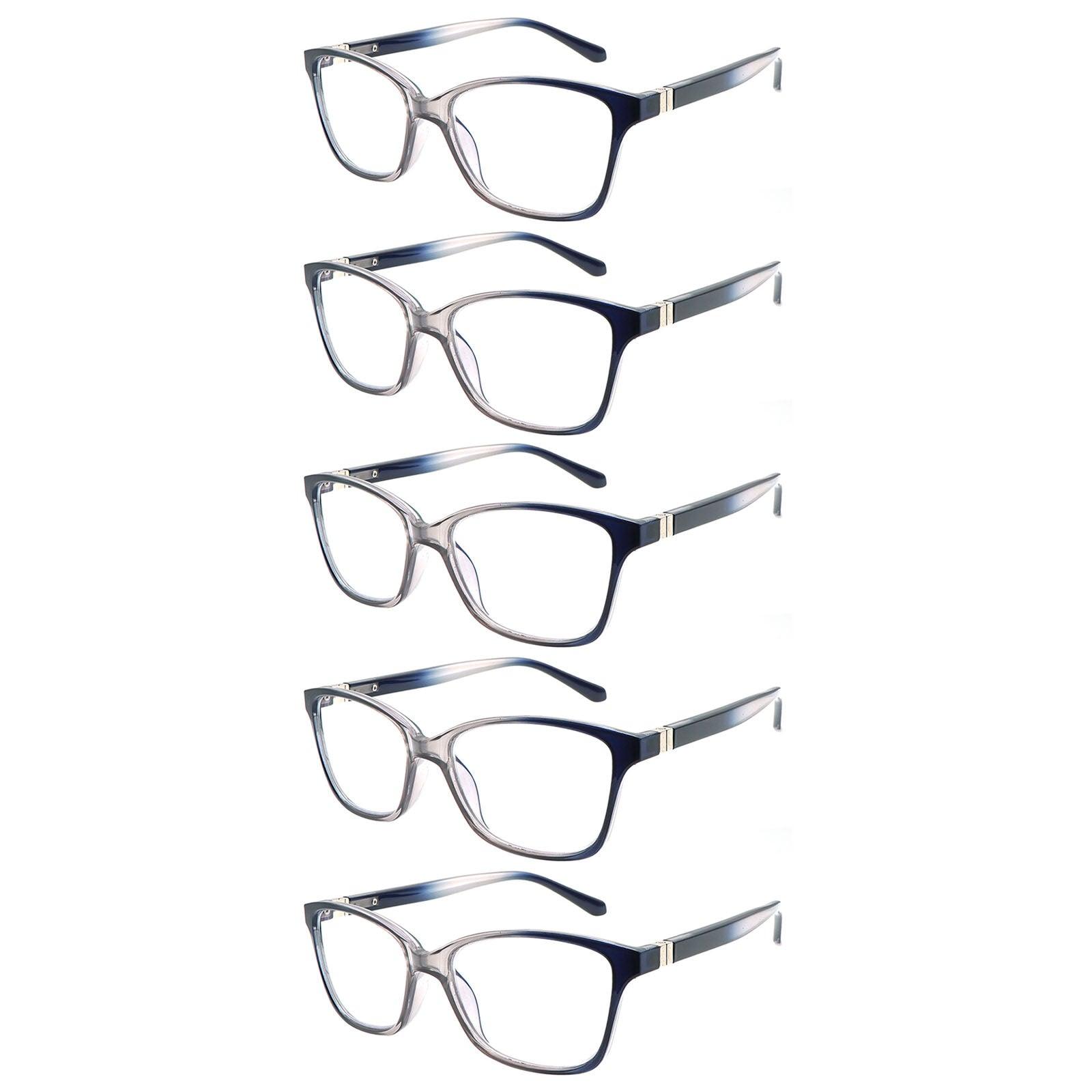 KERECSEN 5 Pack Large Rectangle Blue Light Blocking Computer Glasses Unisex FLG356 - kerecsen