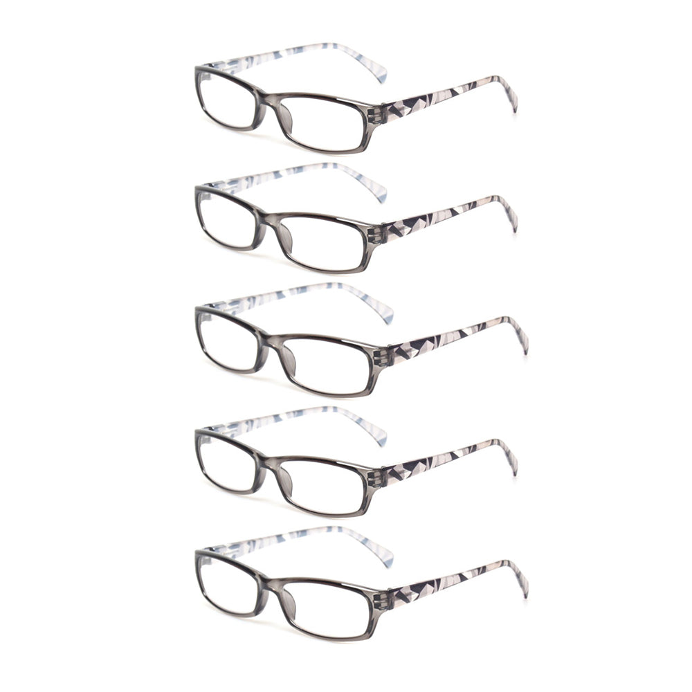KERECSEN 5 Pack Rectangle Color Matching Reading Glasses Unisex 069 - kerecsen