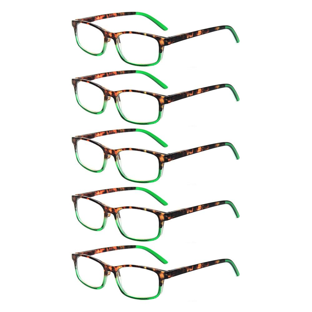 KERECSEN 5 Pack Rectangle Reading Glasses Unisex 111 - kerecsen