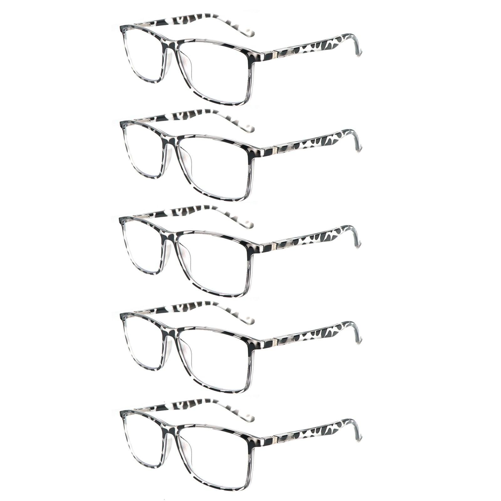 KERECSEN 5 Pack Large Rectangle Blue Light Blocking Computer Glasses Unisex FLG358 - kerecsen