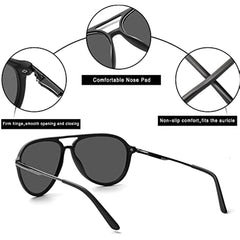 Polarized Aviator Sunglasses Womens Men Vintage Double Bridge