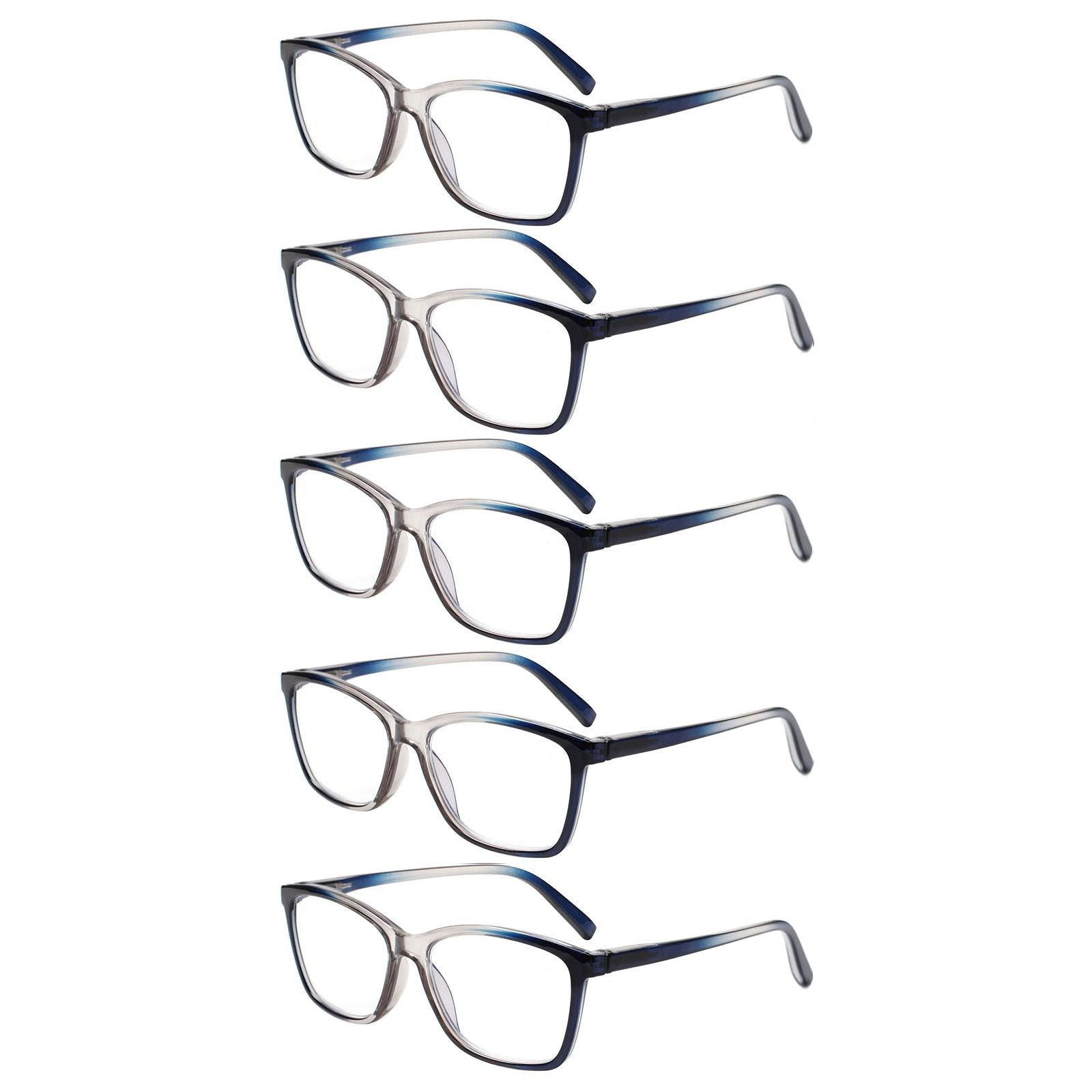 KERECSEN 5 Pack Rectangle Reading Glasses Unisex 273-2 - kerecsen