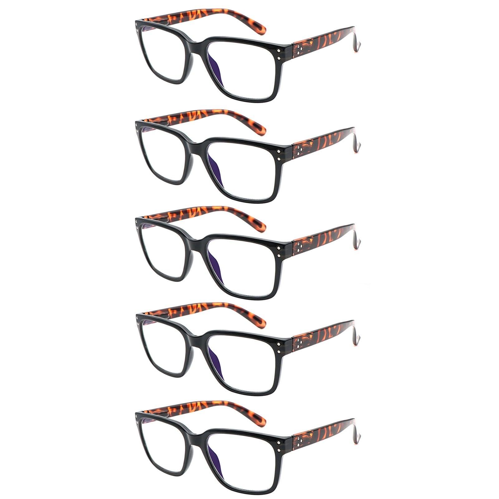 KERECSEN 5 Pack Rectangle Blue Light Blocking Computer Glasses Unisex FLG262 - kerecsen