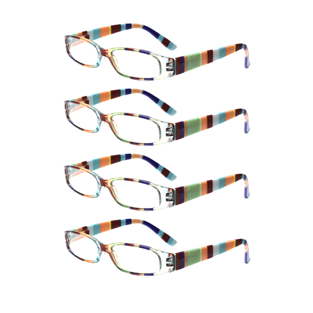 KERECSEN 4 Pack Oval Frame Stripe Reading Glasses Unisex 061 - kerecsen