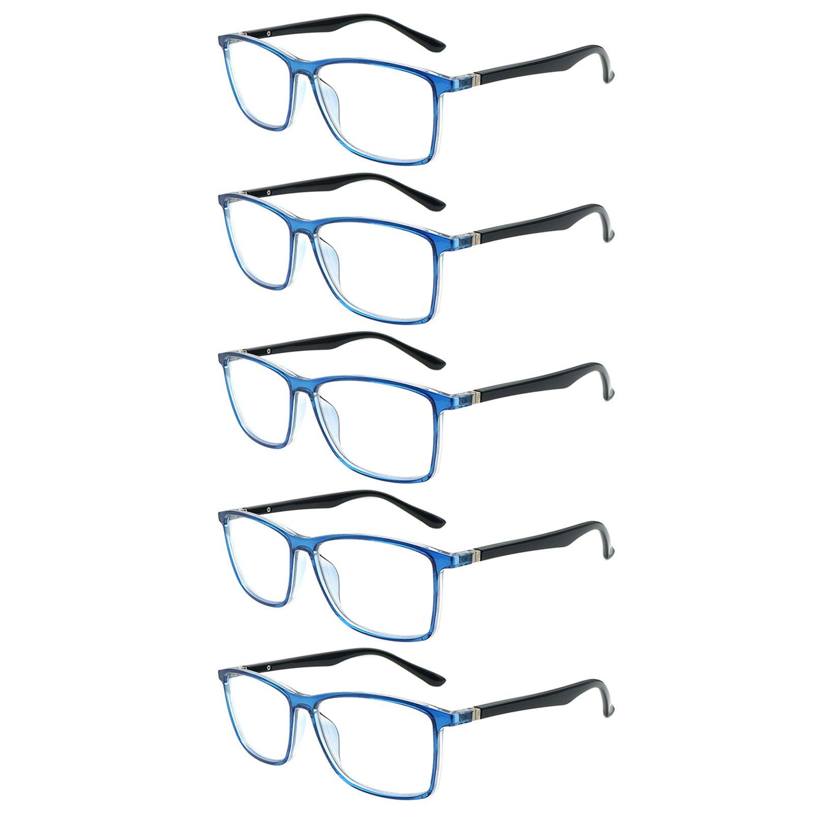 KERECSEN 5 Pack Large Rectangle Blue Light Blocking Computer Glasses Unisex FLG358 - kerecsen