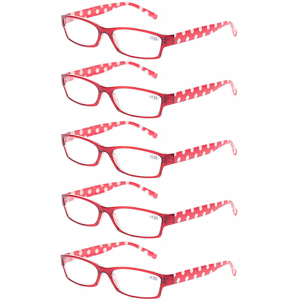 KERECSEN 5 Pack Rectangle Reading Glasses Women 166 - kerecsen
