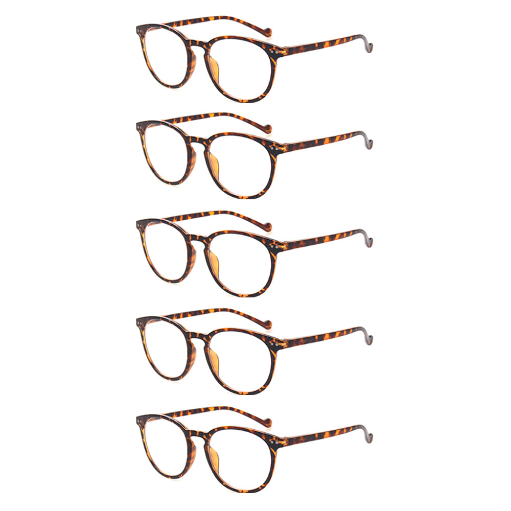 KERECSEN 5 Pack Round Frame Reading Glasses Unisex 253 - kerecsen
