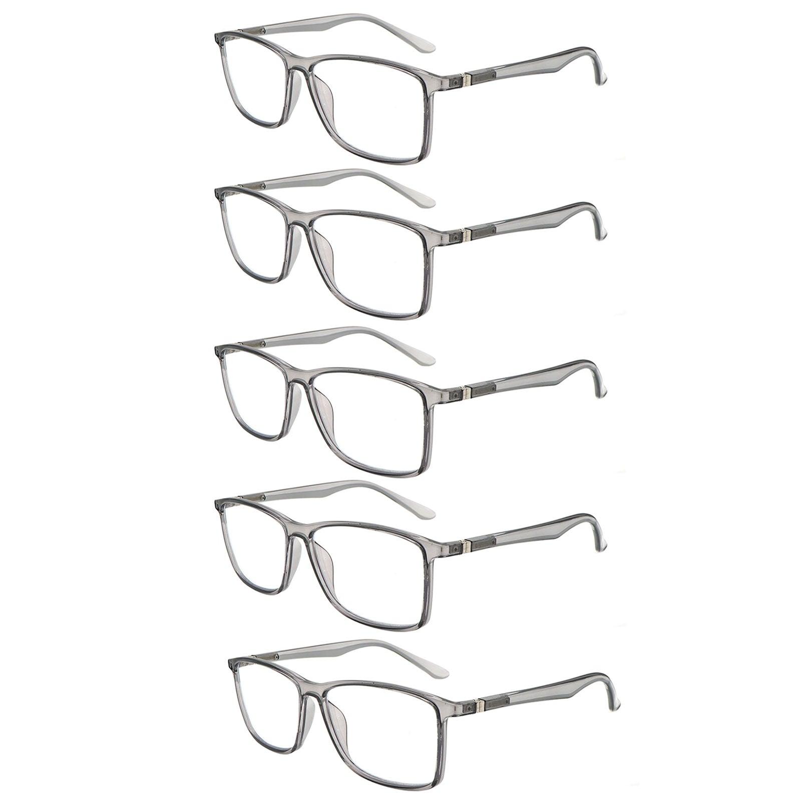 KERECSEN 5 Pack Large Rectangle Blue Light Blocking Computer Glasses Unisex FLG358 - kerecsen