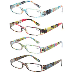 KERECSEN 4 Pack Rectangle Printing Reading Glasses Unisex 109 - kerecsen