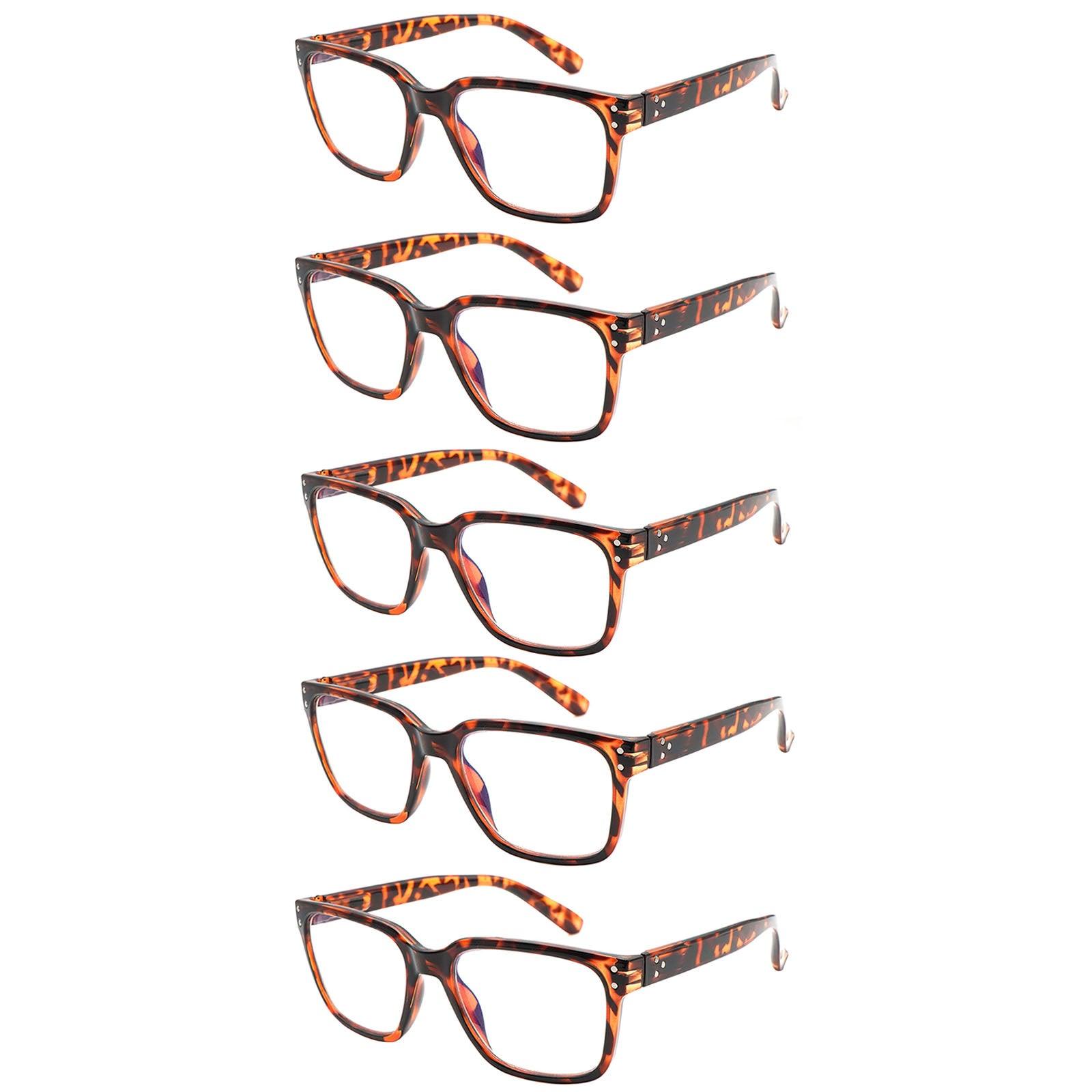 KERECSEN 5 Pack Rectangle Blue Light Blocking Computer Glasses Unisex FLG262 - kerecsen