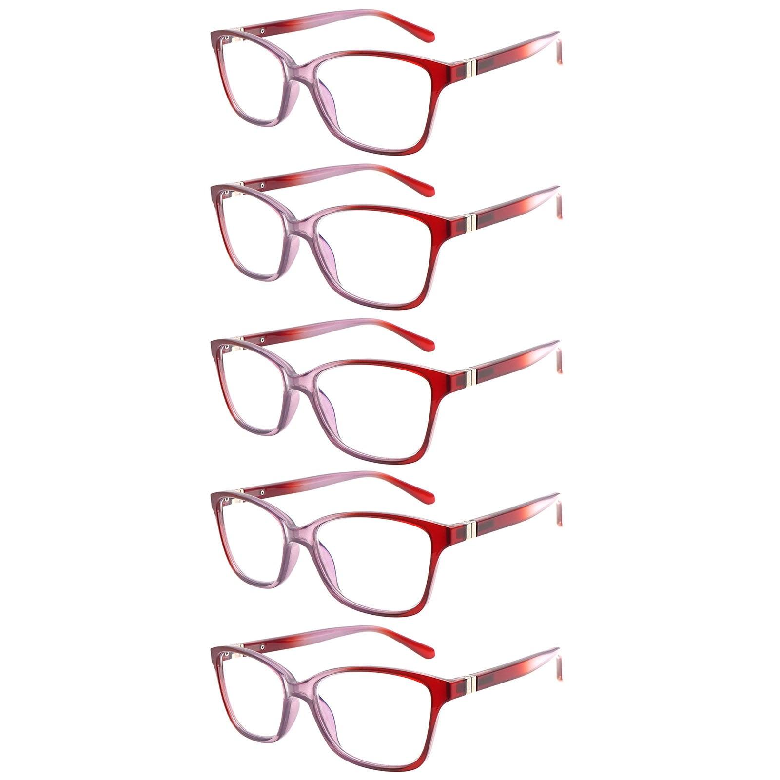 KERECSEN 5 Pack Large Rectangle Blue Light Blocking Computer Glasses Unisex FLG356 - kerecsen