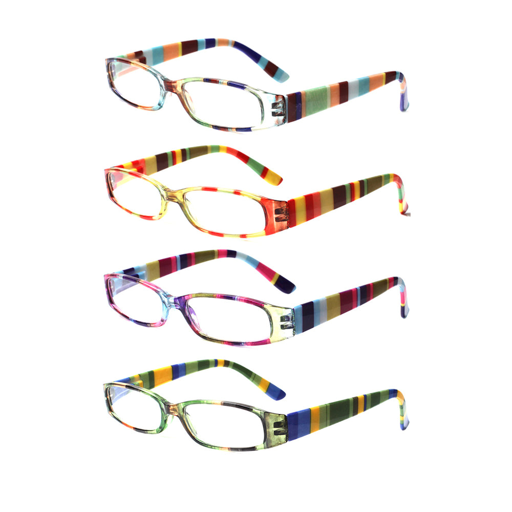 KERECSEN 4 Pack Oval Frame Stripe Reading Glasses Unisex 061 - kerecsen