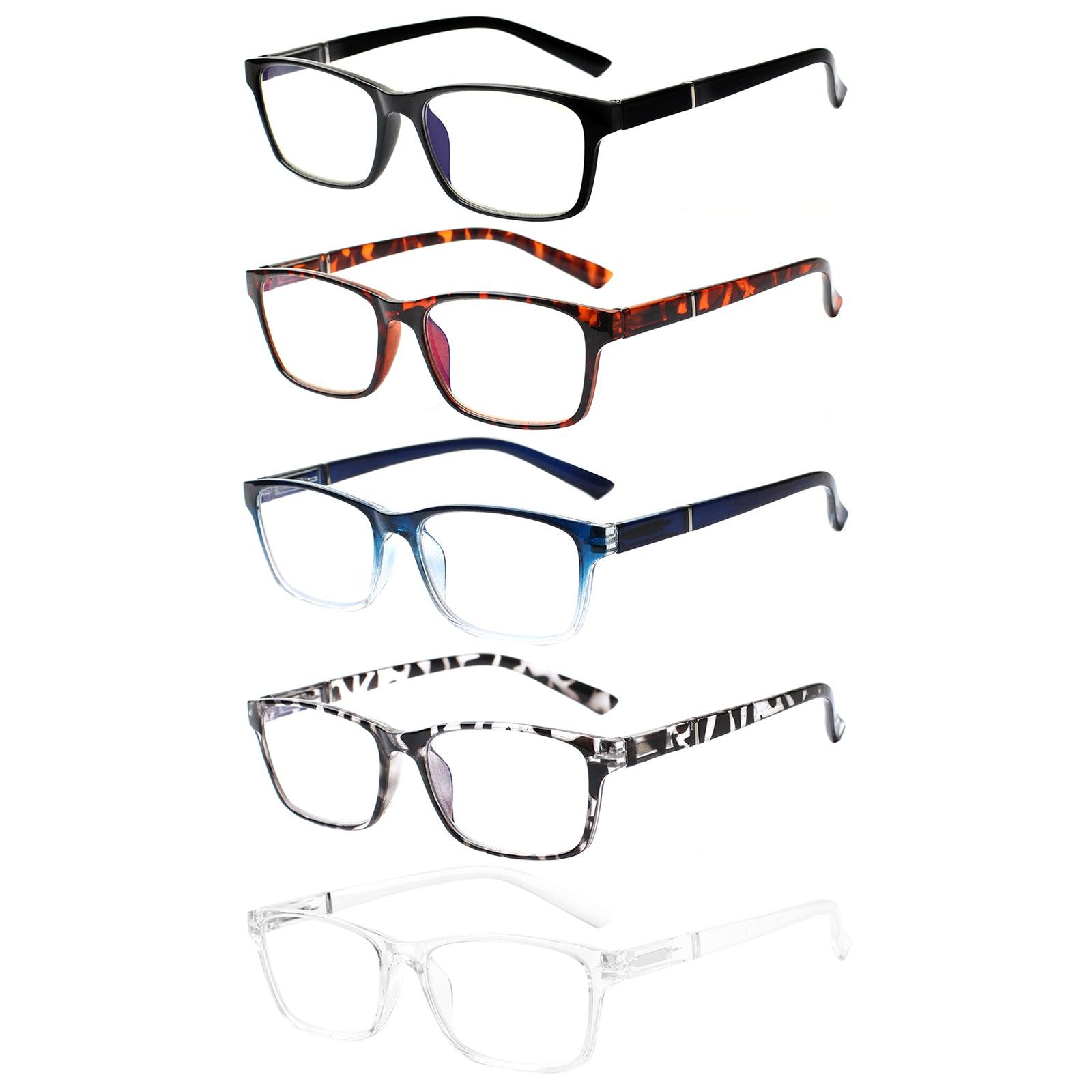 KERECSEN 5 Pack Rectangle Blue Light Blocking Computer Glasses Unisex FLG9402 - kerecsen