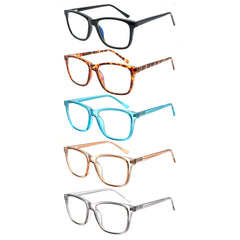 KERECSEN 5 Pack Large Rectangular Frame Blue Light Blocking Computer Glasses Unisex FLG322 - kerecsen