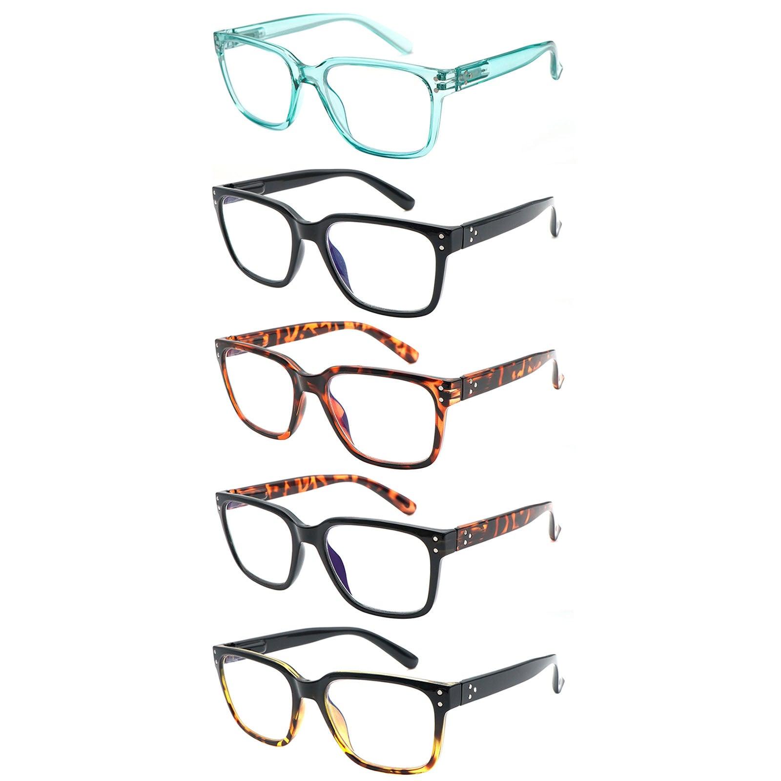 KERECSEN 5 Pack Rectangle Blue Light Blocking Computer Glasses Unisex FLG262 - kerecsen