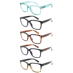 KERECSEN 5 Pack Rectangle Blue Light Blocking Computer Glasses Unisex FLG262 - kerecsen