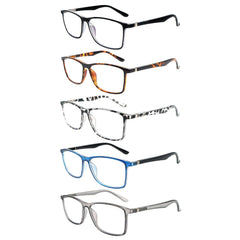 KERECSEN 5 Pack Large Rectangle Blue Light Blocking Computer Glasses Unisex FLG358 - kerecsen