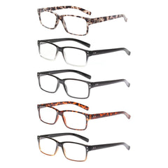 KERECSEN 5 Pack Rectangle Blue Light Blocking Computer Glasses Unisex FLG032 - kerecsen