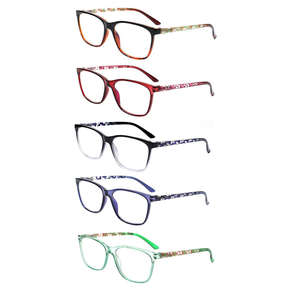 KERECSEN 5 Pack Rectangle Blue Light Blocking Computer Glasses Unisex FLG246-5 - kerecsen