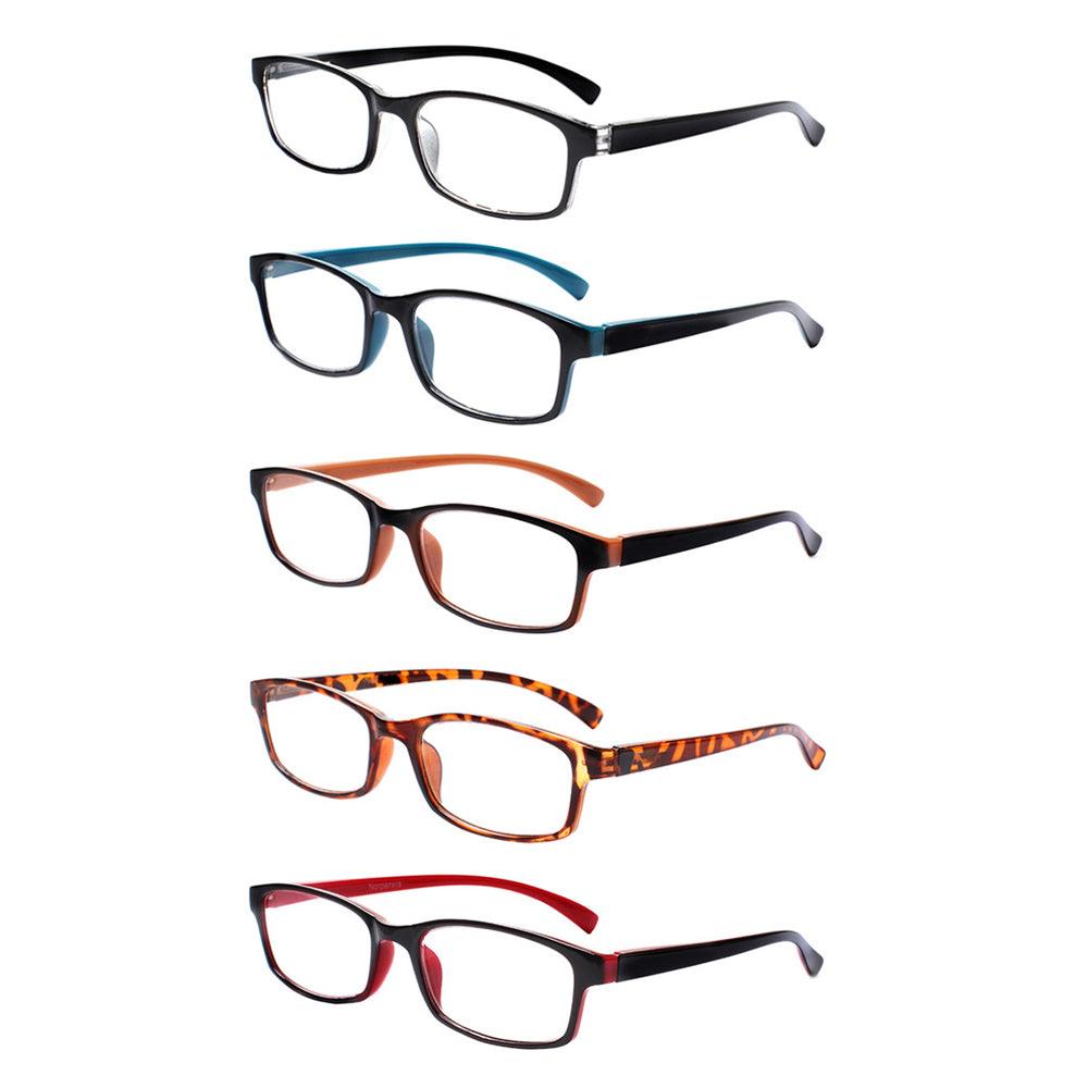 KERECSEN 5 Pack Rectangle Reading Glesses Unisex 177 - kerecsen