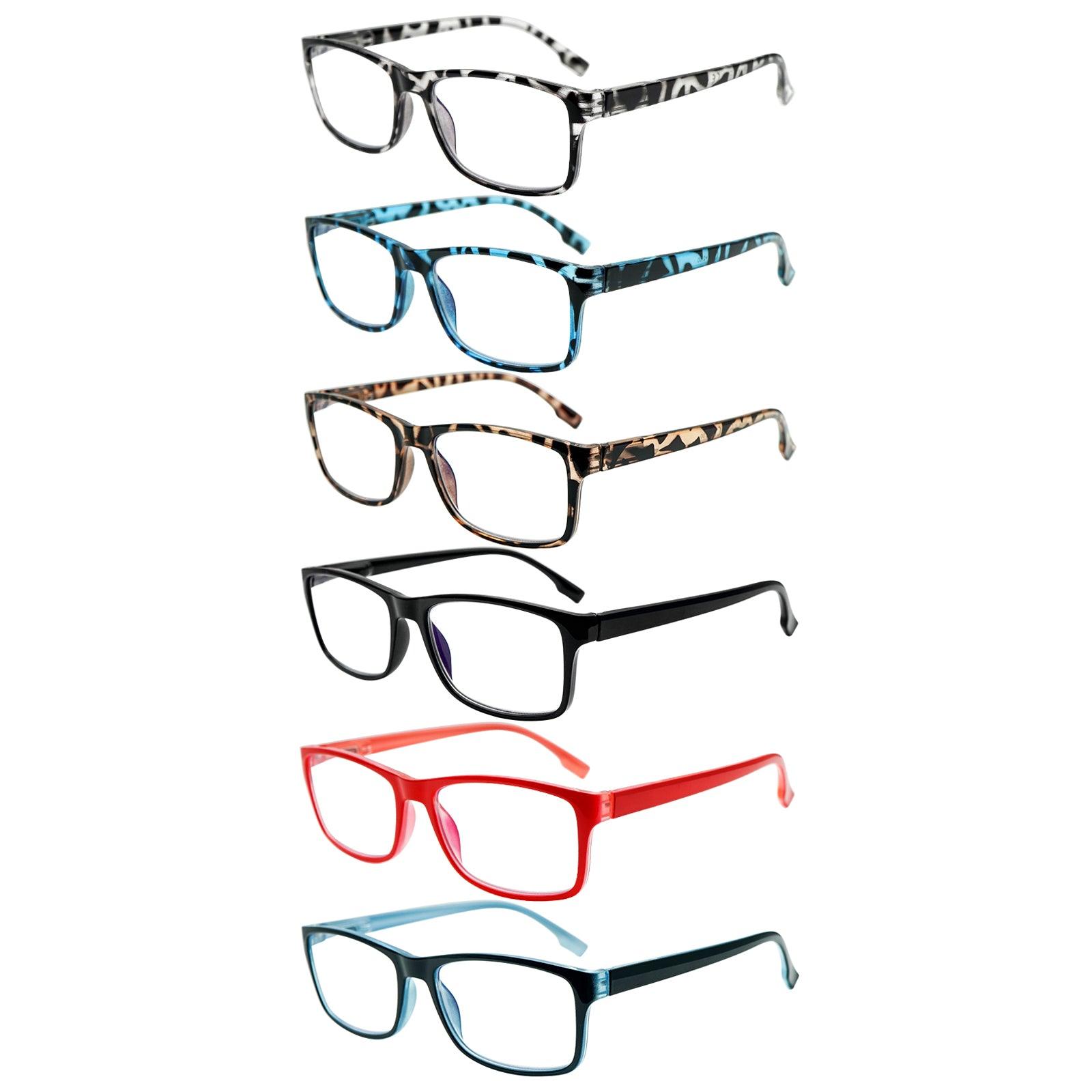 KERECSEN 6 Pack Rectangle Blue Light Blocking Computer Glasses Unisex FLG024-1 - kerecsen