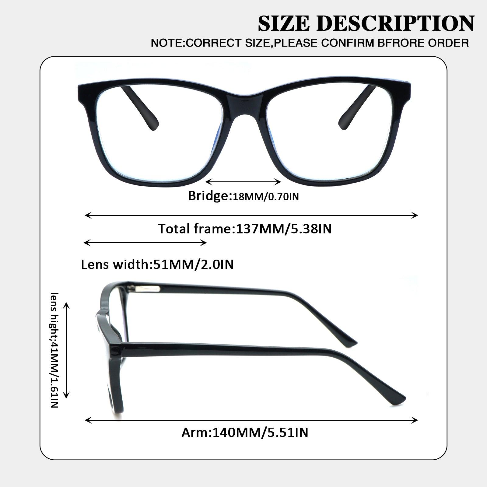 KERECSEN 5 Pack Large Rectangular Frame Blue Light Blocking Computer Glasses Unisex FLG322 - kerecsen