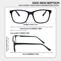 KERECSEN 5 Pack Large Rectangular Frame Blue Light Blocking Computer Glasses Unisex FLG322 - kerecsen