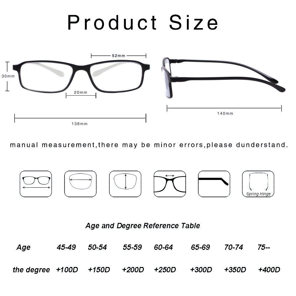 KERECSEN 5 Pack Rectangle Reading Glasses Unisex 191-1 - kerecsen