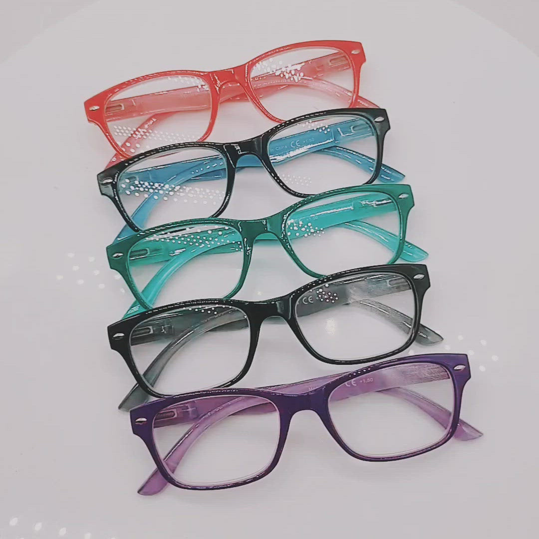 KERECSEN 5 Pack Classic Solid Color Reading Glasses Unisex 017