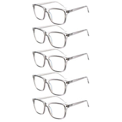 KERECSEN 5 Pack Large Rectangular Frame Blue Light Blocking Computer Glasses Unisex FLG322 - kerecsen