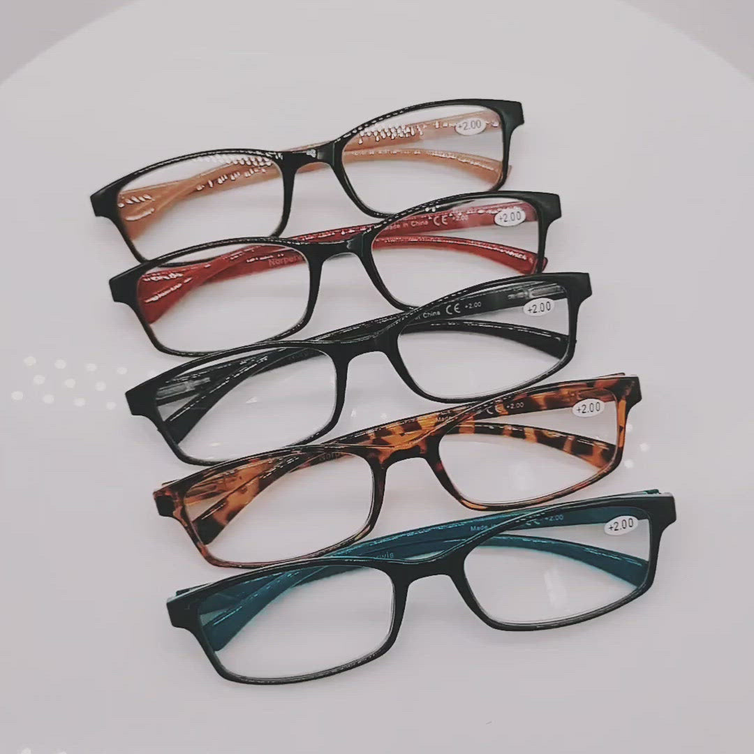 KERECSEN 5 Pack Rectangle Reading Glesses Unisex 177