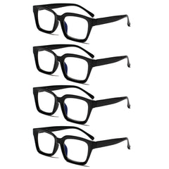 Square Blue Light Blocking Reading Glasses Unisex 4 Pack FLG001 | KERECSEN