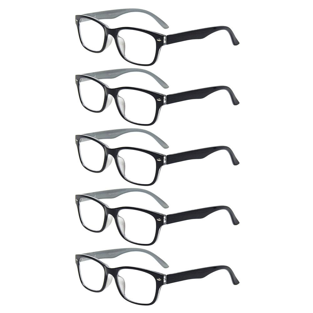 KERECSEN 5 Pack Classic Solid Color Reading Glasses Unisex 017