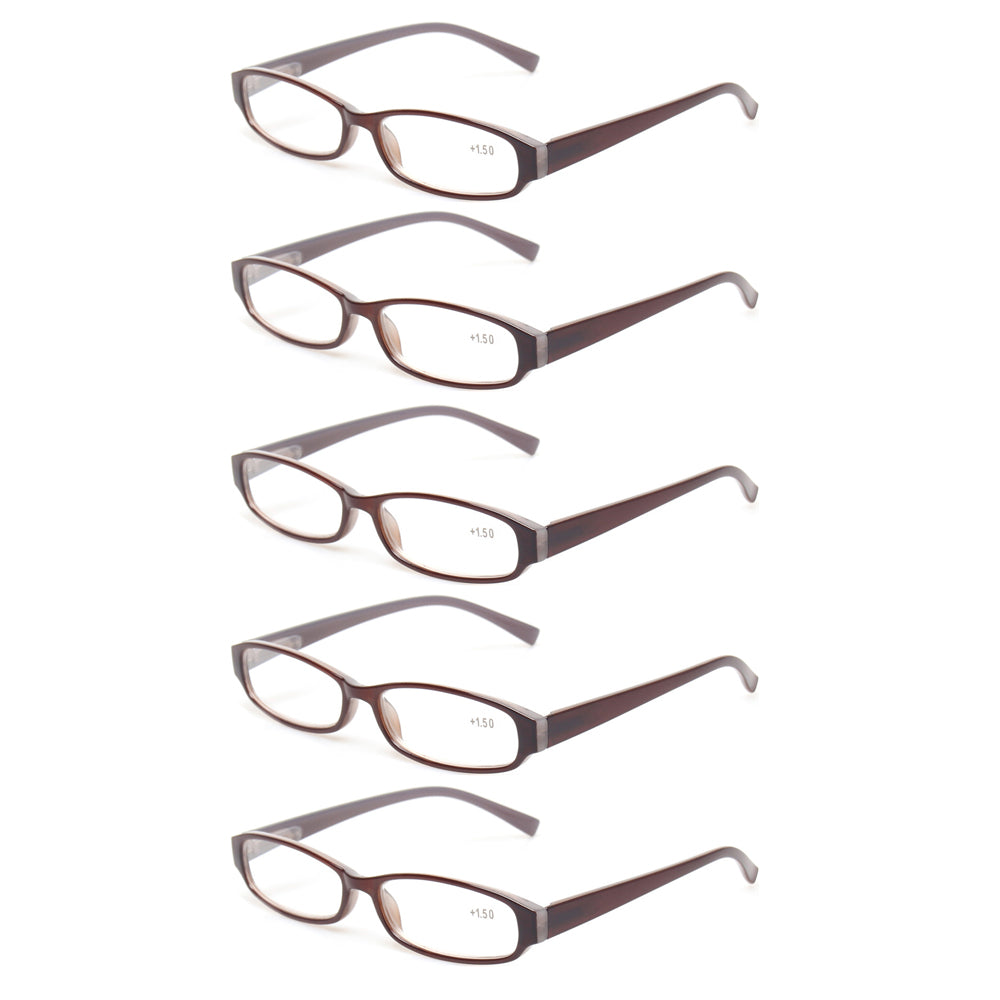 KERECSEN 5 Pack Vintage Narrow Frame Reading Glasses Unisex 016