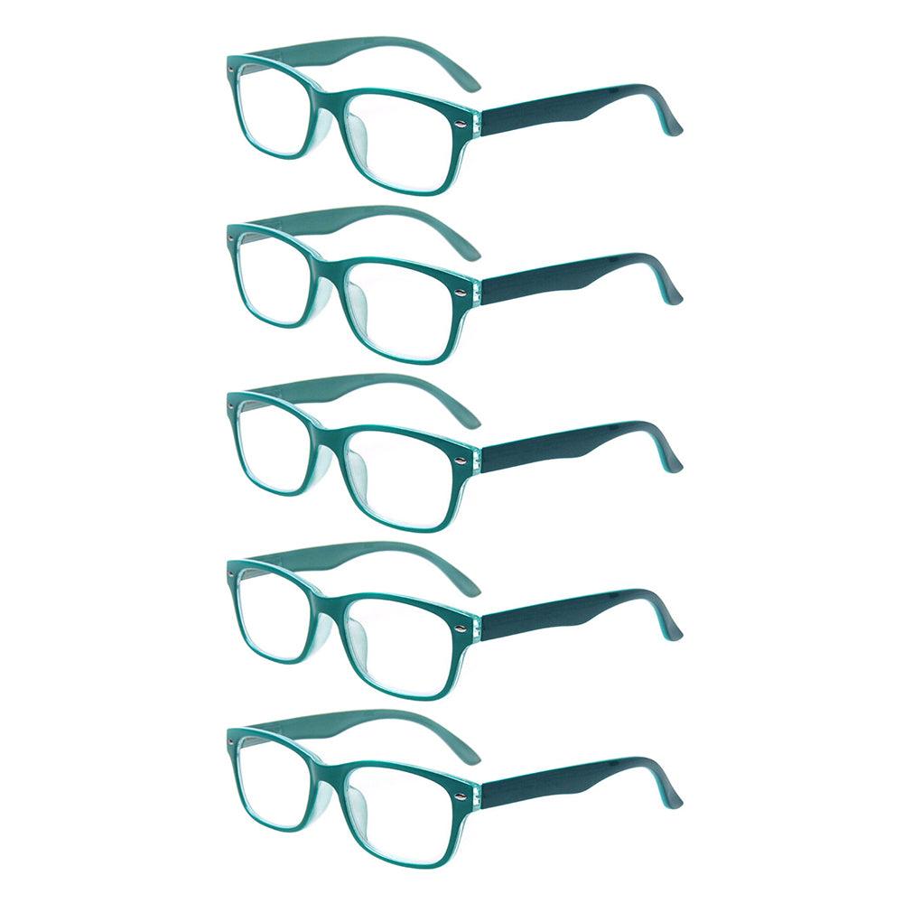 KERECSEN 5 Pack Classic Solid Color Reading Glasses Unisex 017