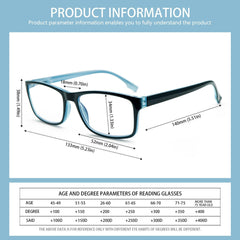 KERECSEN 6 Pack Rectangle Blue Light Blocking Computer Glasses Unisex FLG024-1 - kerecsen