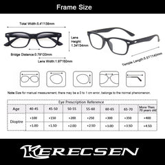 KERECSEN 6 Pack Rectangle Reading Glasses Unisex 148-2 - kerecsen
